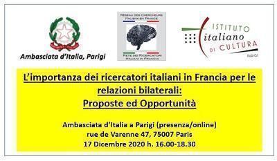 L’importanza dei ricercatori italiani in Francia: giovedì la tavola rotonda promossa da Ambasciata e Recif