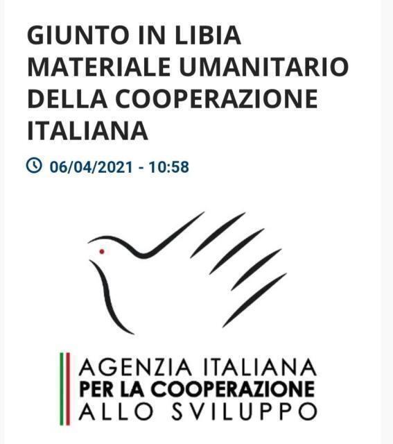 Giunto in Libia materiale umanitario della cooperazione italiana