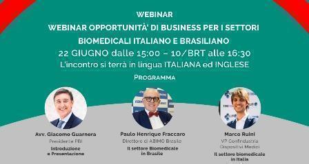 “Opportunità di business per i settori biomedicali italiano e brasiliano”: il webinar di Promo Brasile Italia