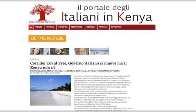 Corridoi Covid Free, Governo italiano si muove ma il Kenya non c’è