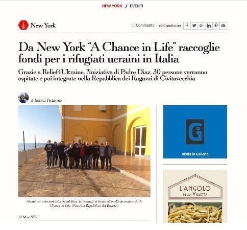“A chance in life” raccoglie fondi per i rifugiati ucraini in italia