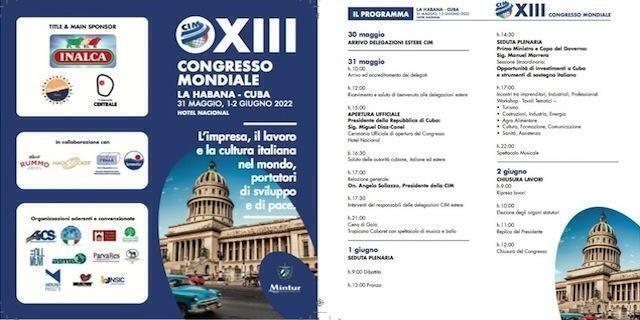 A Cuba il XIII Congresso della Confederazione degli Italiani nel Mondo (CIM) dal 31 maggio al 2 giugno