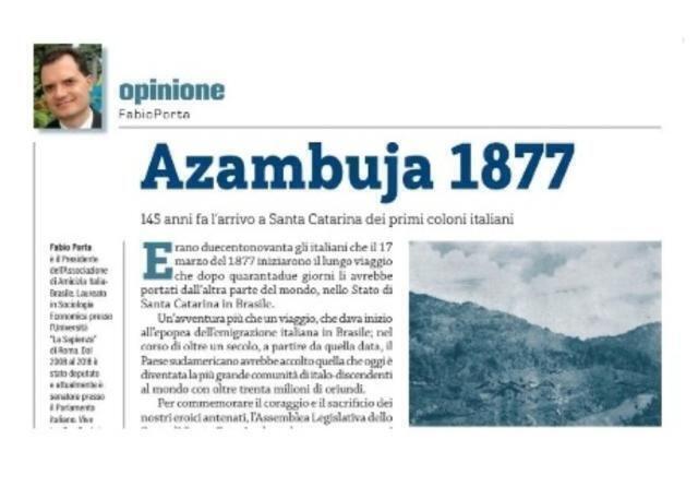 Azambuja 1877: 145 anni fa l’arrivo a santa catarina dei primi coloni italiani