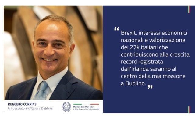 Ruggero Corrias nuovo ambasciatore d’italia a Dublino